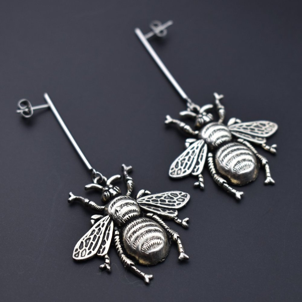 Large unusual earrings for women, oversized fly earrings dangle